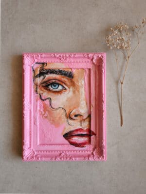 "Pink frame" | ציור מקורי על נייר