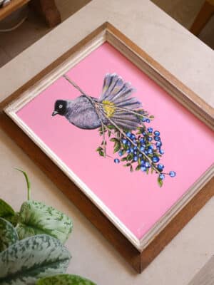 "Bird & berries" | ציור מקורי על נייר